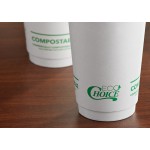 EcoChoice 16 oz. Smooth Double Wall White Compostable Paper Hot Cup and PLA Lid - 50/Case