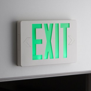 Lavex Slim Green LED Exit Sign with Battery Backup - 1.1W Unit Lavex Slim Green LED Exit Sign with Battery Backup - 1.1W Unit