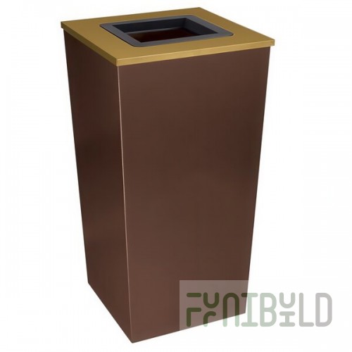 Ex-Cell Kaiser RC-MTR-34 TR Metro Companion XL 34 Gallon Hammered Copper Square Trash Can
