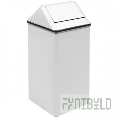 Witt Industries 1511HTWH 36 Gallon White Steel Decorative Trash Can with Swing Top Lid