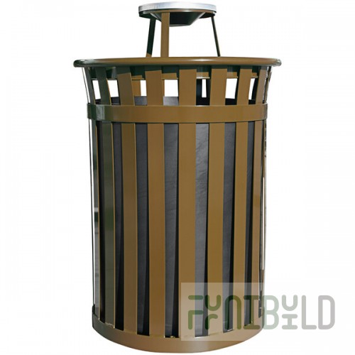 Witt Industries M5001-AT-BN Oakley Standard 50 Gallon Brown Steel Outdoor Decorative Trash Can with Ash Top Lid
