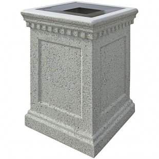 Wausau Tile Colonial TF1022 22 Gallon Concrete Square Trash Can with Aluminum Lid