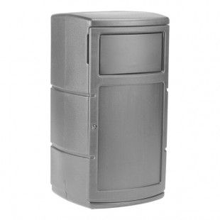 Commercial Zone 775103 PolyTec 25 Gallon Gray Square Side Entry Trash Can with Dual-Flipper Dome Lid