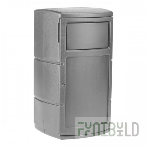 Commercial Zone 775103 PolyTec 25 Gallon Gray Square Side Entry Trash Can with Dual-Flipper Dome Lid
