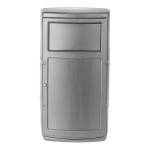 Commercial Zone 775103 PolyTec 25 Gallon Gray Square Side Entry Trash Can with Dual-Flipper Dome Lid