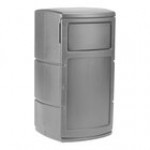 Commercial Zone 775103 PolyTec 25 Gallon Gray Square Side Entry Trash Can with Dual-Flipper Dome Lid