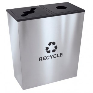 Ex-Cell Kaiser RC-MTR-2 SS Metro Collection 36 Gallon Rectangular Stainless Steel Two Stream Tapered Recycling Bin Ex-Cell Kaiser RC-MTR-2 SS Metro Collection 36 Gallon Rectangular Stainless Steel Two Stream Tapered Recycling Bin