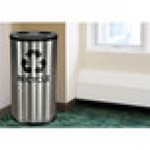 Ex-Cell Kaiser RC-1528-3 SS 14 Gallon Stainless Steel Round Smiley 3 Stream Recycling Bin