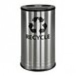 Ex-Cell Kaiser RC-1528-3 SS 14 Gallon Stainless Steel Round Smiley 3 Stream Recycling Bin