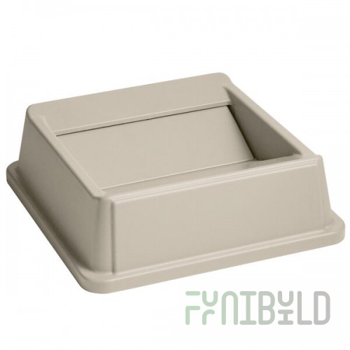 Rubbermaid® FG266400BEIG Untouchable 35 / 50 Gallon Beige Square Trash Can Drop Shot Lid