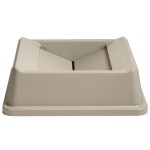 Rubbermaid® FG266400BEIG Untouchable 35 / 50 Gallon Beige Square Trash Can Drop Shot Lid