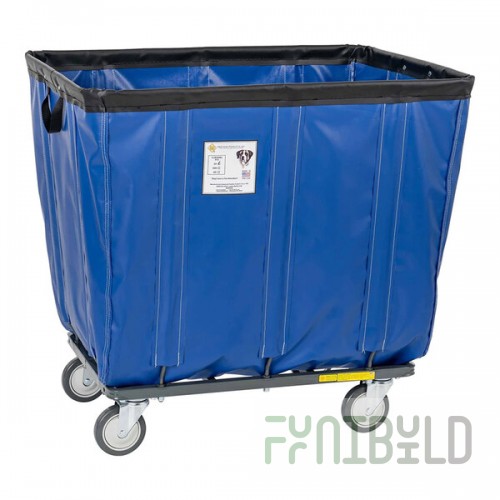 R&B Wire Products, Inc. 12 Bushel Blue Fully Sewn Vinyl Basket Truck with Swivel Casters 412SOC/BL