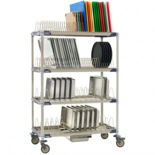 Metro PR48VX4-XDR MetroMax i Mobile Four Tier Tray / Steam Pan Drying Rack with Drip Tray - 24