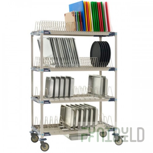 Metro PR48VX4-XDR MetroMax i Mobile Four Tier Tray / Steam Pan Drying Rack with Drip Tray - 24