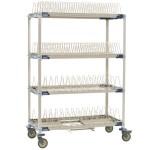 Metro PR48VX4-XDR MetroMax i Mobile Four Tier Tray / Steam Pan Drying Rack with Drip Tray - 24 Metro PR48VX4-XDR MetroMax i Mobile Four Tier Tray / Steam Pan Drying Rack with Drip Tray - 24