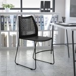 Flash Furniture Hercules Black Ventilated Contoured Stacking Chair with Black Sled Base Flash Furniture Hercules Black Ventilated Contoured Stacking Chair with Black Sled Base