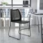 Flash Furniture Hercules Black Ventilated Contoured Stacking Chair with Black Sled Base Flash Furniture Hercules Black Ventilated Contoured Stacking Chair with Black Sled Base
