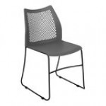Flash Furniture Hercules Black Ventilated Contoured Stacking Chair with Black Sled Base Flash Furniture Hercules Black Ventilated Contoured Stacking Chair with Black Sled Base