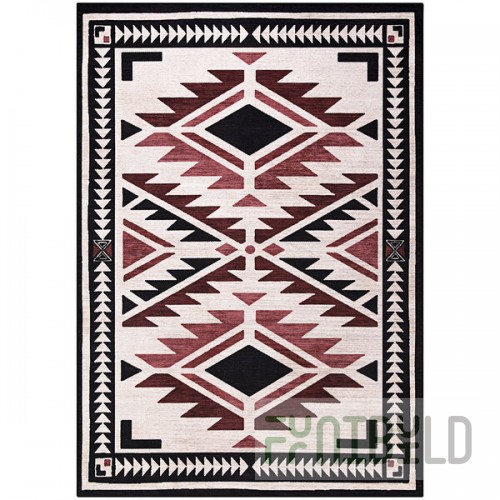 Abani Molana Collection 2' x 5' Beige / Red Southwestern Diamond Area Rug