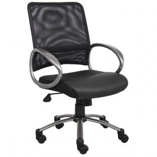 Boss B6406 Black Mesh Task Chair with Pewter Finish Boss B6406 Black Mesh Task Chair with Pewter Finish