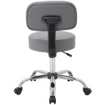 Boss Office B245-GY Gray Be Well Medical Professional Adjustable Stool with Back