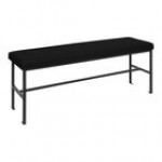 BFM Seating Meghan Black Powder-Coated Steel Customizable Bench with Brown Vinyl Seat