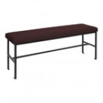 BFM Seating Meghan Black Powder-Coated Steel Customizable Bench with Brown Vinyl Seat