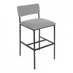 BFM Seating Meghan Black Powder-Coated Steel Customizable Bench with Brown Vinyl Seat