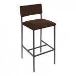 BFM Seating Meghan Black Powder-Coated Steel Customizable Bench with Brown Vinyl Seat