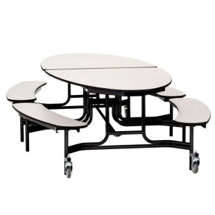 National Public Seating METB-PWTMPC 10' Elliptical Mobile Plywood Cafeteria Table with Powder Coated Frame, T-Mold Edge, and 4 Benches National Public Seating METB-PWTMPC 10' Elliptical Mobile Plywood Cafeteria Table with Powder Coated Frame, T-Mold Edge, and 4 Benches