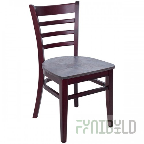 BFM Seating Berkeley Dark Mahogany Beechwood Ladder Back Side Chair with Relic Rustic Copper Seat