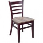BFM Seating Berkeley Dark Mahogany Beechwood Ladder Back Side Chair with Relic Rustic Copper Seat