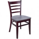 BFM Seating Berkeley Dark Mahogany Beechwood Ladder Back Side Chair with Relic Rustic Copper Seat