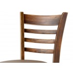 Lancaster Table & Seating Vintage Finish Wood Ladder Back Chair with Taupe Vinyl Seat - Detached Seat