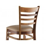 Lancaster Table & Seating Vintage Finish Wood Ladder Back Chair with Taupe Vinyl Seat - Detached Seat