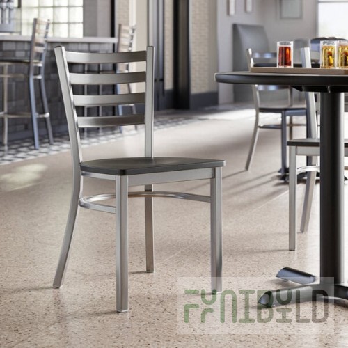 Lancaster Table & Seating Clear Coat Finish Ladder Back Chair with Black Wood Seat - Detached Seat