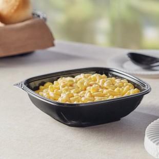 Visions 32 oz. Black PET Plastic Square Catering / Serving Bowl - 300/Case Visions 32 oz. Black PET Plastic Square Catering / Serving Bowl - 300/Case
