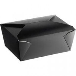 Fold-Pak 04BPBLACKM Bio-Pak Black Microwavable Paper #4 Take-Out Containers 7 3/4