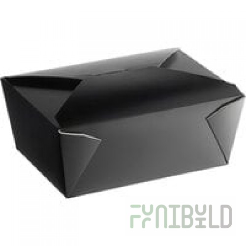 Fold-Pak 04BPBLACKM Bio-Pak Black Microwavable Paper #4 Take-Out Containers 7 3/4