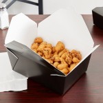 Fold-Pak 04BPBLACKM Bio-Pak Black Microwavable Paper #4 Take-Out Containers 7 3/4