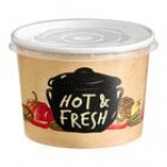Choice 12 oz. Double Poly-Coated Paper Soup / Hot Food Cup with Vented Plastic Lid - 250/Case Choice 12 oz. Double Poly-Coated Paper Soup / Hot Food Cup with Vented Plastic Lid - 250/Case