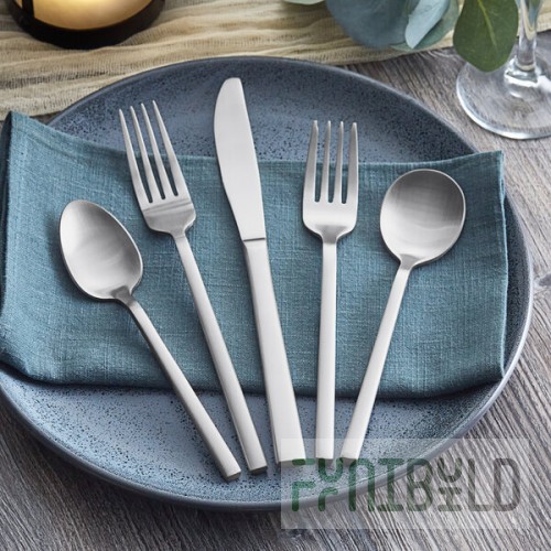 Acopa Phoenix Satin 18/0 Stainless Steel Forged Flatware 5-Piece Set - Sample