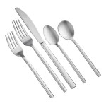 Acopa Phoenix Satin 18/0 Stainless Steel Forged Flatware 5-Piece Set - Sample