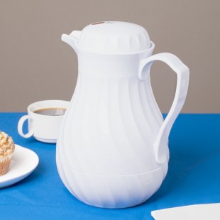 Vollrath 52134 SwirlServe Tilt & Pour 64 oz. White Beverage Server Vollrath 52134 SwirlServe Tilt & Pour 64 oz. White Beverage Server