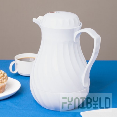 Vollrath 52134 SwirlServe Tilt & Pour 64 oz. White Beverage Server