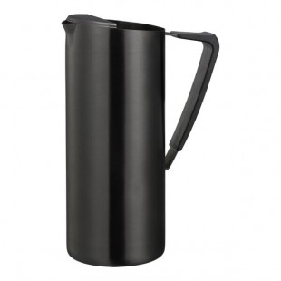 Service Ideas 64.2 oz. Slim Black Onyx Stainless Steel Pitcher with Guard X7025BSBXV2