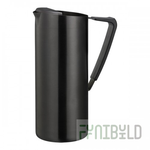 Service Ideas 64.2 oz. Slim Black Onyx Stainless Steel Pitcher with Guard X7025BSBXV2
