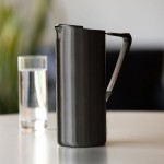 Service Ideas 64.2 oz. Slim Black Onyx Stainless Steel Pitcher with Guard X7025BSBXV2