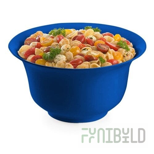 TableCraft CW3130CBL 3.25 Qt. Cobalt Blue Cast Aluminum Tulip Salad Bowl