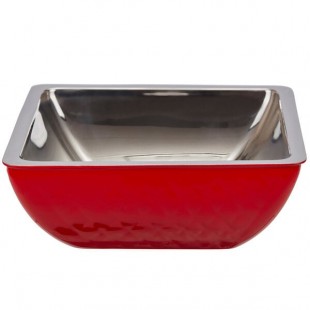 Bon Chef Diamond Collection Cold Wave 3 Qt. Red Triple Wall Square Bowl Bon Chef Diamond Collection Cold Wave 3 Qt. Red Triple Wall Square Bowl